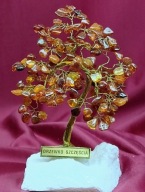 Drzewko szczęścia z kamieni - bursztyn koloru koniakowego