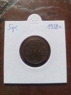 Moneta 5 gr. 1938 r.