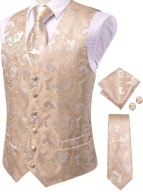 S M Kamizelka ŚLUBNA Krawat poszetka spinki elegancka MORELOWA