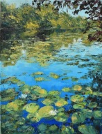 Nenufary" obraz olejny na płótnie 30x40cm , oryginał Garncarek Al,,,