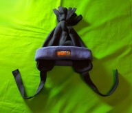 Granatowo-niebieska, polarowa czapka z nausznikami