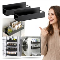 PÓŁKA MAGNETYCZNA NA LODÓWKĘ PRALKĘ ZESTAW 2SZT HACZYKI ORGANIZER CZARNY 27