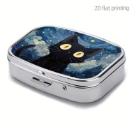 ETUI PUDEŁKO NA LEKI ,METAL ,PLASTIK KOT KAT BŁĘKIT ANIME PIĘKNE MODNE