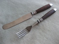 II RP Przedwojenny GERLACH : BAKELIT okuty NÓŻ i WIDELEC dla Oficer WP 1939