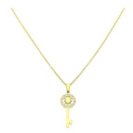 52183 Celebrytka złota stal chirurgiczna kluczyk z cyrkoniami