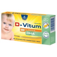 Suplementy diety dla dzieci Oleofarm D-vitum 600 DHA 30 szt. bezsmakowy