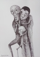 ZDZISŁAW BEKSIŃSKI RYSUNEK WYKONANY RĘCZNIE CIEŃKOPISEM