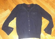 Granatowa luźna bluzka Moda Linda M guziki