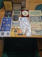 Stare monety Srebrne, zestaw rocznikowy, medale,banknoty dukaty,okolicznośc
