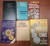 Zestaw literatury numizmatycznej – katalogi monet świata i Anglii, Polska