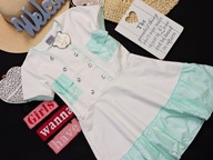 O'la Voga - nowa dwurzędowa miętowa sukienka r 134/140