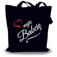 Torba eko bawełniana zakupy prezent dzień BABCI czarna - TWOJE IMIĘ