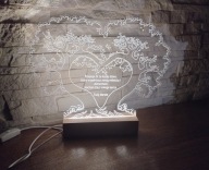 Personalizowane Drzewko Miłości, lampka LED, prezent/ dzień kobiet, grawer
