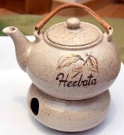 CZAJNIK Z PODGRZEWACZEM - RAJ HERBATY - PIASKOWY LIŚĆ