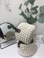 MAMAJASTUDIO Koszyk 12x11cm,kosz do przechowywania,z paskiem skórzanym.