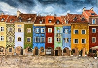 Obraz akrylowy, strukturalny „Kolorowe kamieniczki” 130x90cm