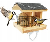 KARMNIK DLA PTAKÓW DREWNIANY + GRATIS UCHWYT BALKONOWY