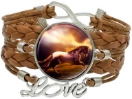 Skórzana bransoletka - Koń - regulowana długość - oczko 25mm