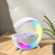 Lampka Nocna Led Bluetooth Indukcja QI Głośnik Zegar Radio Budzik RGB