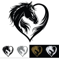 Naklejka KOCHAM KONIE KOŃ SERCE wodoodporna bez tła na auto od GravArt