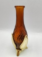 Wazonik z brązowego szkła na metalowych nóżkach karafka 2z2