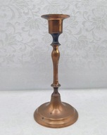 Stary vintage miedziany świecznik, śliczny z duszą