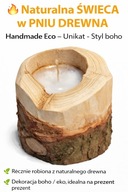 Naturalna świeca w pniu drewna Handmade EKO Dekoracja boho Prezent