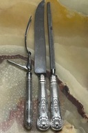 SHEFFIELD ENGLAND SREBRNY KPL KINGS DUŻY NÓŻ DO MIESA WIDELEC OSTRZAŁKA