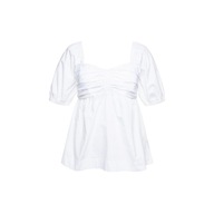 Primark biały popelinowy top L 40 marszczony, luźny – trend