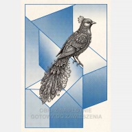 Ptak plakat gemetria niebieski szkic obraz płótno 55x80 nowoczesny bryły