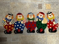 DREWNIANY WIESZAK CLOWN KLAUNY RĘCZNIE MALOWANY