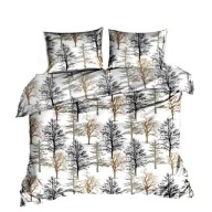 pościel z kory 200x220 + 2x 70x80 +2x 40x40 zamek K 53 DUO drzewa / biały