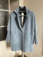 Płaszcz sweter Alpaka z kołnierzem baby blue