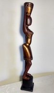 śliczna duża RZEŹBA z DREWNA piękna, kobieta z koszem na głowie 60cm