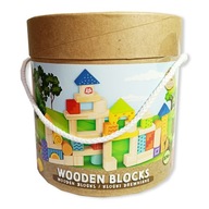 KLOCKI DREWNIANE w tubie 50 elementów ZESTAW KLOCKÓW DREWNIANYCH elefun