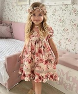 Helen Rozkloszowana sukienka letnia dla dziewczynki w kwiatki 74 9-12 miesi