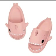 Piankowe Klapki Unisex Bardzo Lekkie z Rekinem Basenowe Różowe 38/39