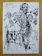 ORYGINALNY RYSUNEK TUSZEM PORTRET LINDEMANN