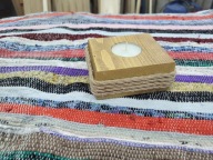 świecznik drewniany na tealighty vintage upcykling boże narodzenie złoty