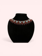 Kolia folk z koralików łemkowska krywulka, naszyjnik kołnierzyk brąz turkus