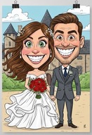 Wyjątkowa KARYKATURA z Twojego zdjęcia ślubu – Plakat A4 + Antyrama Gratis