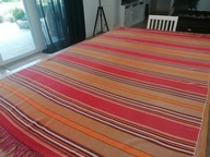 WEŁNIANY TKANY KILIM KAPA NARZUTA PASIAK FRĘDZLE 140 x 215 FZ