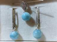 Larimar srebrny komplet 925 pr