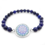 Bransoletka LAPIS LAZULI niebieska MANDALA rozeta