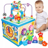 DREWNIANY SORTER KOSTKA EDUKACYJNA Z LABIRYNTEM KSZTAŁTY ALFABET!