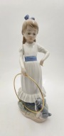 Nao by Lladro Figurka Dziewczynka z Psem i Obręczą Vintage Hiszpania 24cm