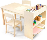 Puecrof Dziecięcy stół artystyczny i 2 krzesła, biurko dziecięce