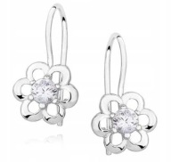 Ze srebra 925 Rodowane Srebrne Kolczyki Kwiatki Kwiatek PUDEŁKO na prezent