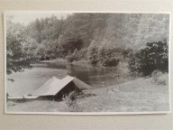 PRL jezioro Maróz k. Olsztynek biwak namiot kajak 60/70te (1038b)