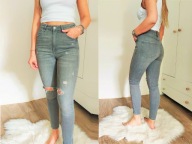 SPODNIE JEANSY SKINNY SZARE WYSOKA TALIA H&M 38 M